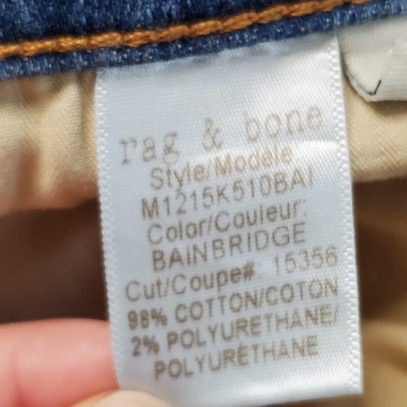 Rag & Bone Fit 3 Slim Straight Leg Jeans Mens 31 (measures 32 x 28) Midrise - Picture 7 of 9